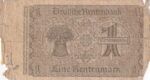 CRBX0999 BILLETE ALEMANIA 1 RENTENMARK 1937 USADO CON ROTURAS - Imagen 2