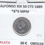 CRE5110 MONEDA ESPAÑA ALFONSO XIII 50 CTS 1889 *8*9 MPMPLATA