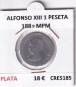 CRE5185 MONEDA ESPAÑA ALFONSO XIII 1 PESETA 1889 MPM PLATA