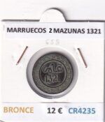 CR4235 MONEDA MARRUECOS 2 MAZUNAS 1321 BRONCE - Imagen 2
