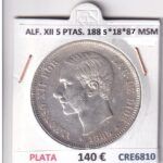 CRE6810 MONEDA ESPAÑA ALFONSO XII 5 PESETAS 1883 *18*83 MSM PLATA