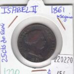 CRE1220 MONEDA ESPAÑA ISABEL II 25 CENTIMOS DE REAL 1861 SEGOVIA