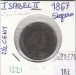 CRE1221 MONEDA ESPAÑA ISABEL II 2,5 CENTIMOS DE REAL 1867 SEGOVIA
