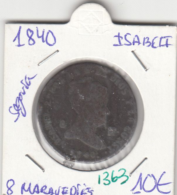 imagen-13-10668.jpg CRE1363 MONEDA ESPAÑA ISABEL II 8 MARAVEDIES 1840 SEGOVIA - Imagen 1
