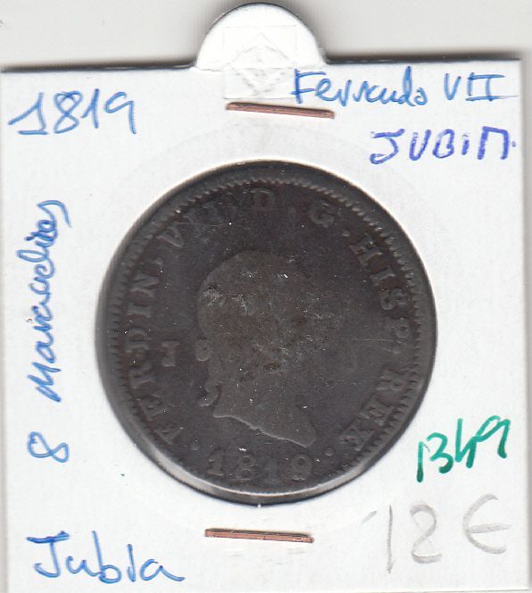 imagen-13-10691.jpg CRE1349 MONEDA ESPAÑA FERNANDO VII 8 MARAVEDIES 1819 JUBIA - Imagen 1