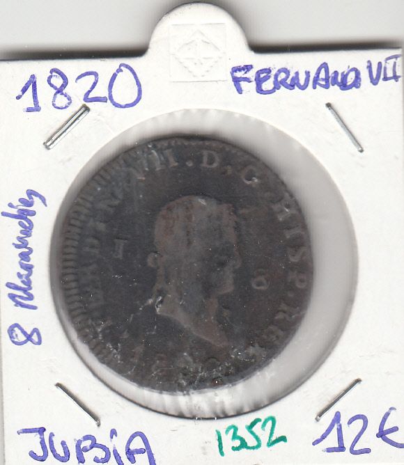 imagen-13-10694.jpg CRE1352 MONEDA ESPAÑA FERNANDO VII 8 MARAVEDIES 1820 JUBIA - Imagen 1