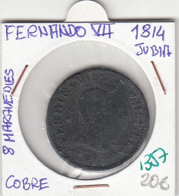 imagen-13-10911.jpg CRE1357 MONEDA ESPAÑA FERNANDO VII 8 MARAVEDIES 1814 JUBIA - Imagen 1