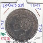 CRE1425 MONEDA ESPAÑA ALFONSO XIII 5 PESETAS 1893 PLATA