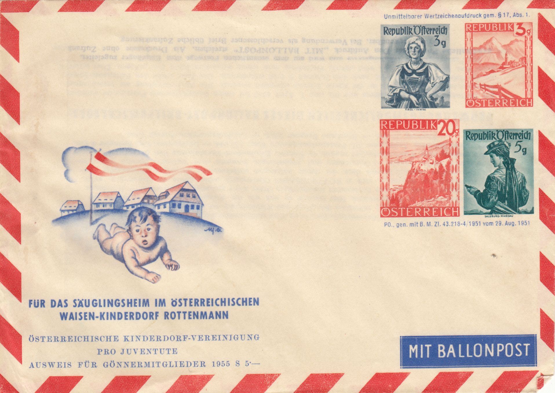 imagen-13-11197.jpg CRCAR308 AUSTRIA SOBRE ENTERO POSTAL NUEVO PARA TRANSPORTE EN GLOBO - Imagen 1