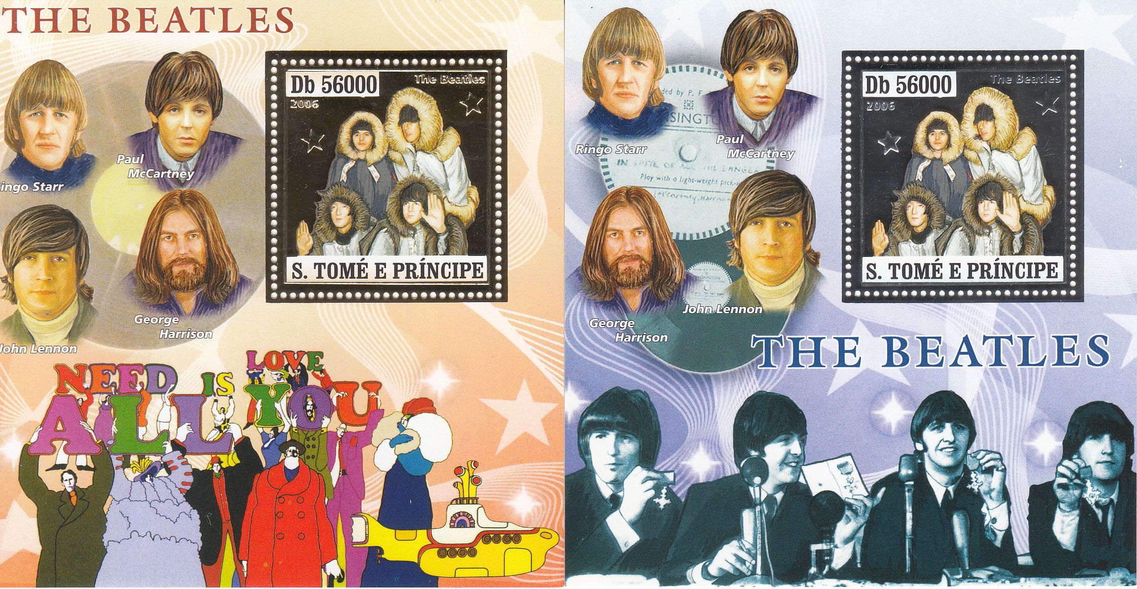 imagen-13-11318.jpg CRSEXT0484 SELLOS HOJA BLOQUE STO THOME Y PRINCIPE LOS BEATLES NUEVO - Imagen 1