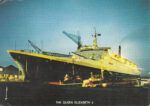 CRCAR334 TARJETA POSTAL DEL BUQUE THE QUEEN ELIZABETH 2 FRANQUEADO CON SELLO INGLES Y MARCA PAQUEBOT 02-05-1969