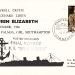 CRCAR346 SOBRE ILUSTRADO DEL QUEEN ELIZABETH MATASELLO PAQUEBOT GIBRALTAR