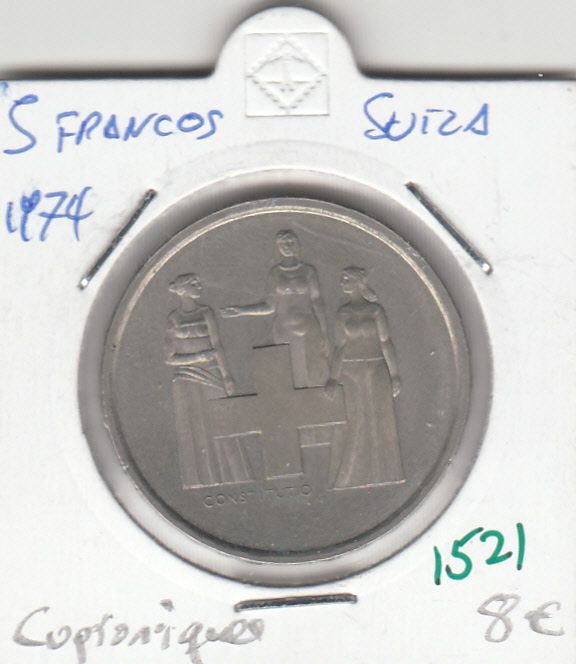 imagen-13-11533.jpg CR1521 MONEDA SUIZA 1974 CUPRONIQUEL 5 FRANCOS SIN CIRCULAR - Imagen 1