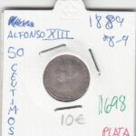 CRE1698 MONEDA ESPAÑA ALFONSO XIII 50 CENTIMOS 1889 PLATA