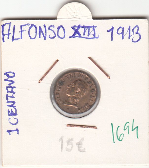 imagen-13-11611.jpg CRE1694 MONEDA ESPAÑA ALFONSO XIII 1 CENTIMOS 1913 - Imagen 1