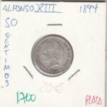 CRE1700 MONEDA ESPAÑA ALFONSO XIII 50 CENTIMOS 1894 PLATA