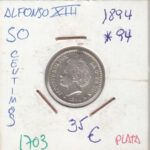 CRE1703 MONEDA ESPAÑA ALFONSO XIII 50 CENTIMOS 1894 PLATA