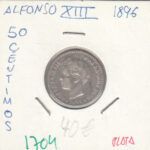 CRE1704 MONEDA ESPAÑA ALFONSO XIII 50 CENTIMOS 1896 PLATA