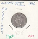 CRE1704 MONEDA ESPAÑA ALFONSO XIII 50 CENTIMOS 1896 PLATA
