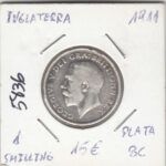 E5836 MONEDA INGLATERRA 1 SHILLING 1911 PLATA BC