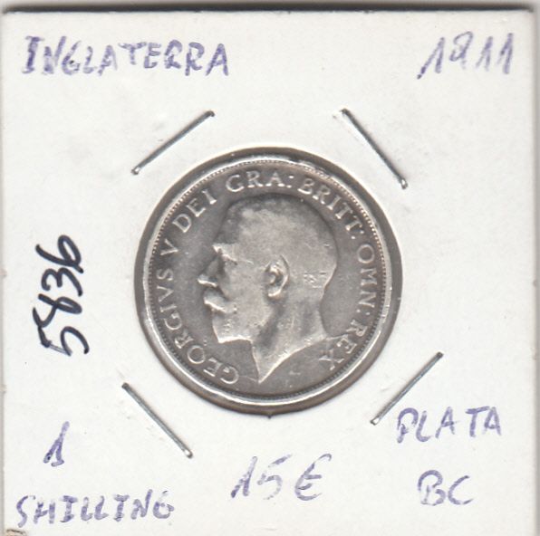 imagen-13-11705.jpg E5836 MONEDA INGLATERRA 1 SHILLING 1911 PLATA BC - Imagen 1