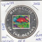 E5618 MONEDA UGANDA 1000 CHELINES 2002 BRONCE BAÑADA EN PLATA MBC