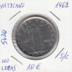 E5620 MONEDA VATICANO 100 LIRAS 1952 SIN CIRCULAR