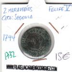 CRE1732 MONEDA ESPAÑA 2 MARAVEDIES FELIPE V SEGOVIA