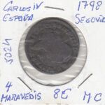 E5024 MONEDA ESPAÑA CARLOS IV 1798 SEGOVIA 4 MARAVEDIS