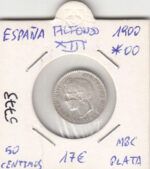 E5773 MONEDA ESPAÑA ALFONSO XIII 50 CENTIMOS 1900 PLATA