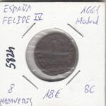 E5824 MONEDA ESPAÑA FELIPE IV 1661 MADRID 8 MARAVEDIS