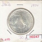 H0247 MONEDA ITALIA 500 LIRAS 1974 PLATA EBC