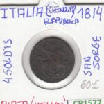 CR1577 MONEDA ITALIA 4 SOLDIS SAN JORGE 1814 PLATA VELLON BC