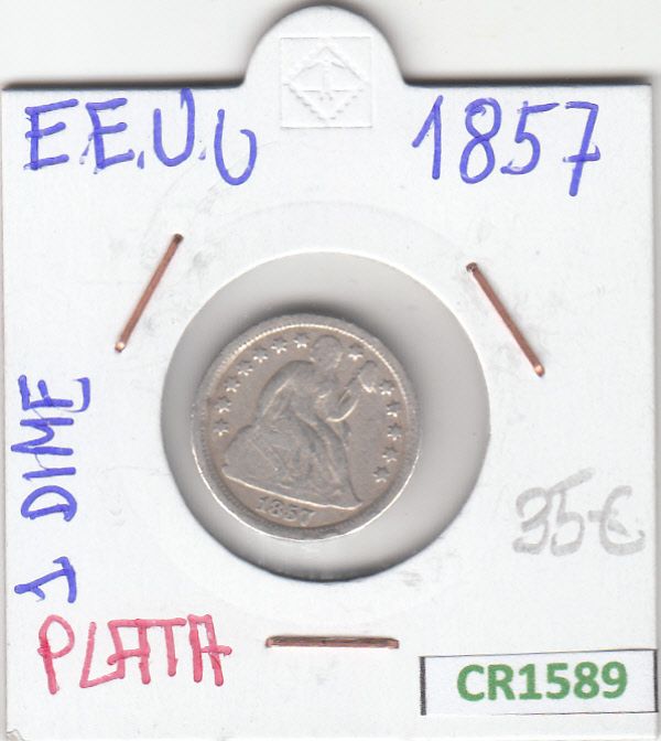 imagen-13-12822.jpg CR1589 MONEDA EEUU 1 DIME PLATA 1857 MBC - Imagen 1
