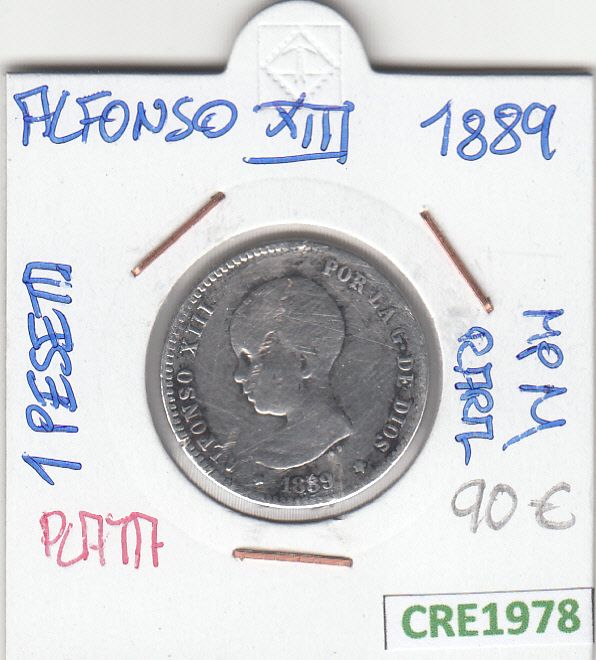 imagen-13-12835.jpg CRE1978 MONEDA ESPAÑA ALFONSO XIII 1 PESETA 1889 PLATA - Imagen 1