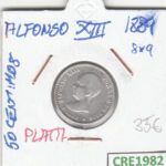 CRE1982 MONEDA ESPAÑA ALFONSO XIII 50 CENTIMOS 1889 PLATA