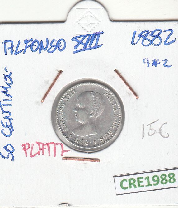 imagen-13-12901.jpg CRE1988 MONEDA ESPAÑA ALFONSO XIII 50 CENTIMOS 1882 PLATA - Imagen 1