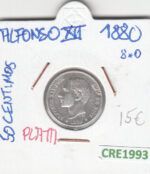 CRE1993 MONEDA ESPAÑA ALFONSO XIII 50 CENTIMOS 1880 PLATA