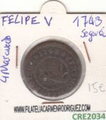 CRE2034 MONEDA ESPAÑA FELIPE V 4 MARAVEDIS 1743 SEGOVIA