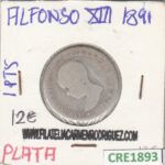 CRE1893 MONEDA ESPAÑA 1 PESETA ALFONSO XIII 1891 PLATA