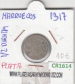 CR1614 MONEDA MARRUECOS 0,5 DIRHAM 1317 PLATA BC