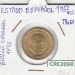 CRE2098 MONEDA ESPAÑA FRANCO 1 PESETA 1953 ESTRELLA 61 BRILLO ORIGINAL