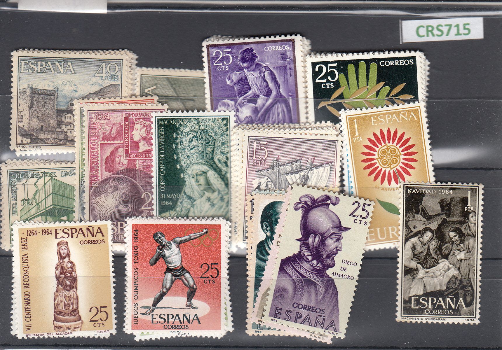 imagen-13-13307.jpg CRS715 SELLOS ESPAÑA AÑO 1964 SIN ESCUDOS CON CHARNELA - Imagen 1
