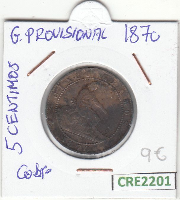 imagen-13-13453.jpg CRE2201 MONEDA ESPAÑA GOBIERNO PROVISIONAL 5 CENTIMOS 1870 - Imagen 1
