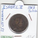 CRE2294 MONEDA ESPAÑA ISABEL II 25 CENTIMOS DE ESCUDO 1868 JUBIA