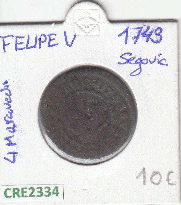 imagen-13-13795.jpg CRE2334 MONEDA ESPAÑA FELIPE V 4 MARAVEDIS 1743 SEGOVIA - Imagen 1