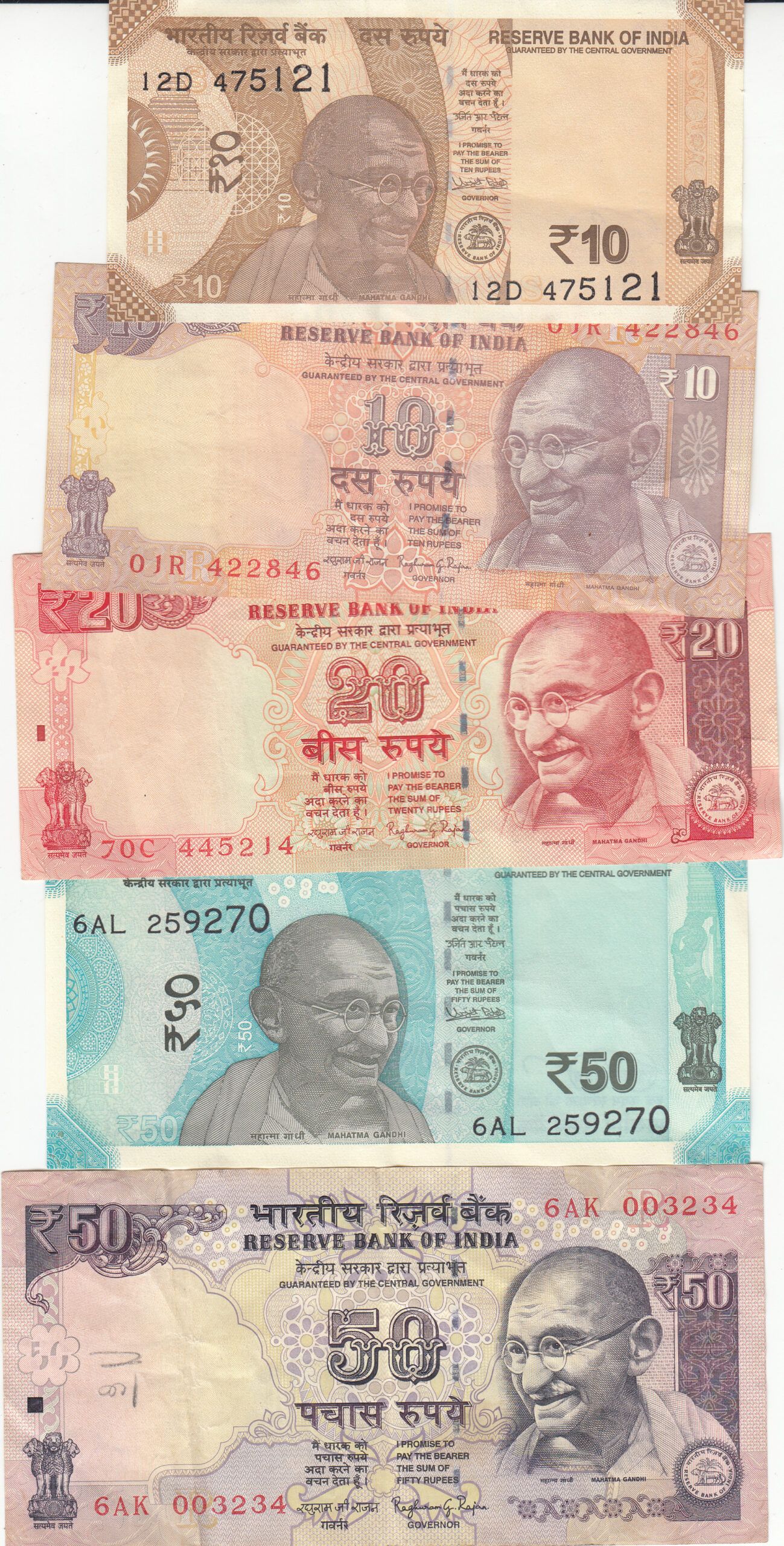 imagen-13-13823.jpg CRBX297 LOTE DE 9 BILETES INDIA DIFERENTES VALORES CIRCULADOS - Imagen 1