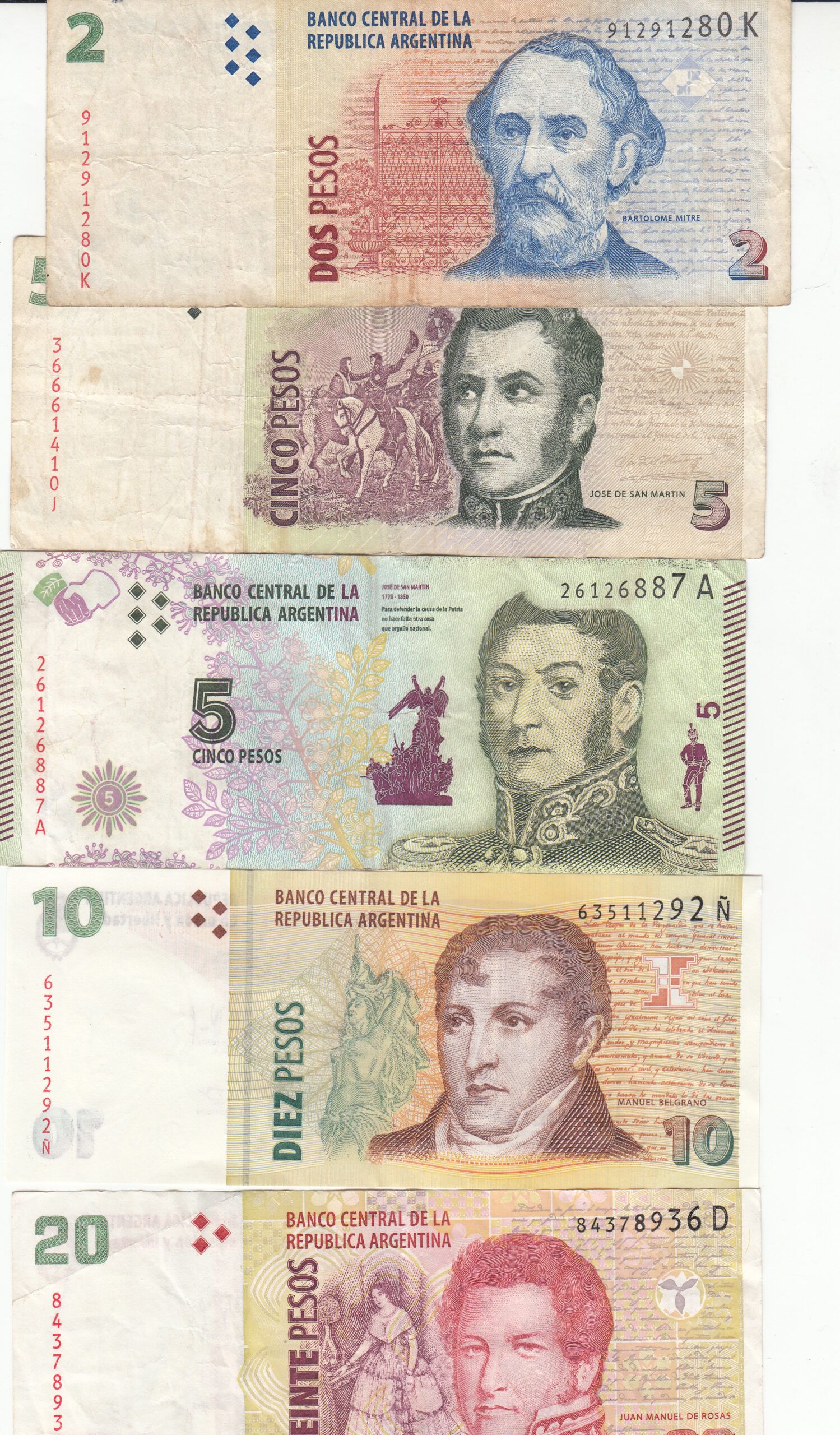 imagen-13-13824.jpg CRBX298 LOTE DE 10 BILLETES ARGENTINA TODOS DIFERENTES CIRCULADOS - Imagen 1
