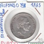 CRE2385 MONEDA ESPAÑA ALFONSO XII 50 CENTAVOS DE PESO 1885 PLATA