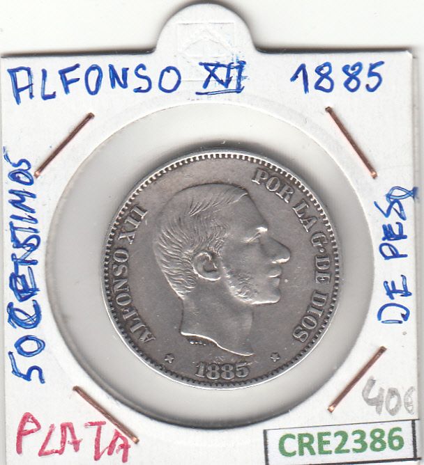 imagen-13-14220.jpg CRE2386 MONEDA ESPAÑA ALFONSO XII 50 CENTIMOS 1885 PLATA - Imagen 1